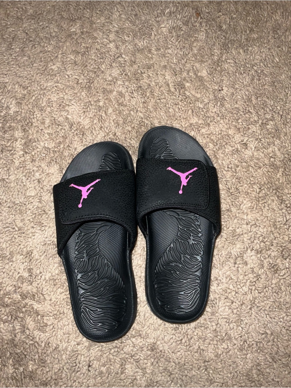 Jordan Kids Black Slide Sandals with Pink Jumpman